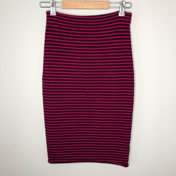 A.l.c. Pink and Navy Striped Bodycon Pencil Skirt Size Small - Picture 2 of 8